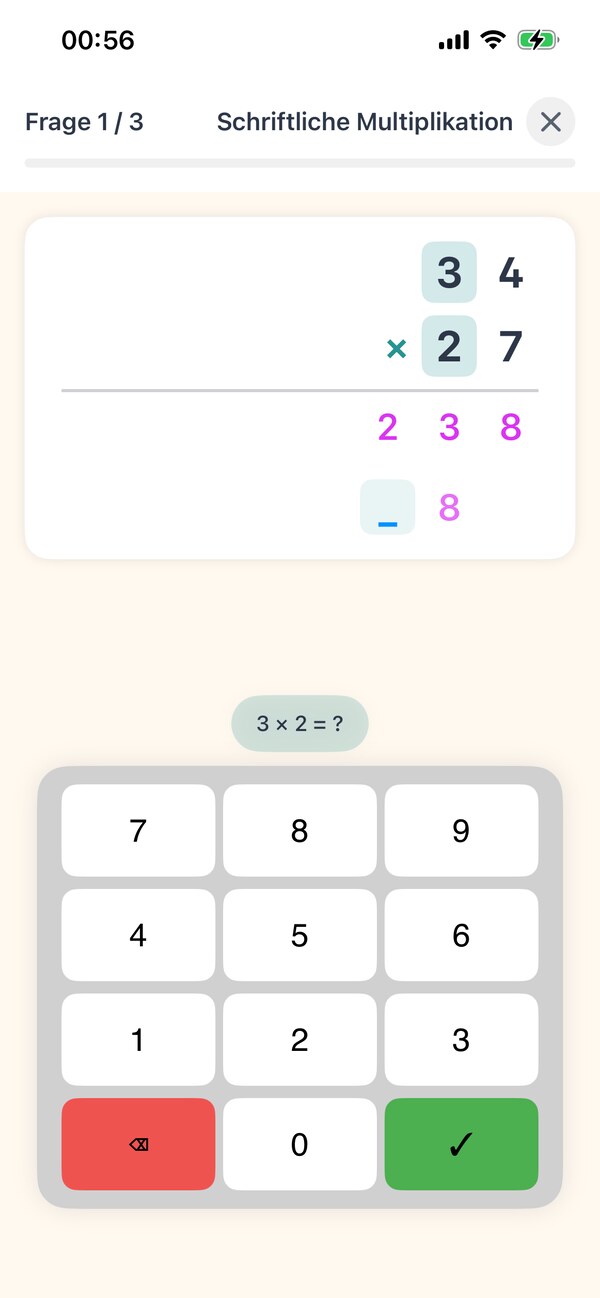 Multiplikation Schritt für Schritt