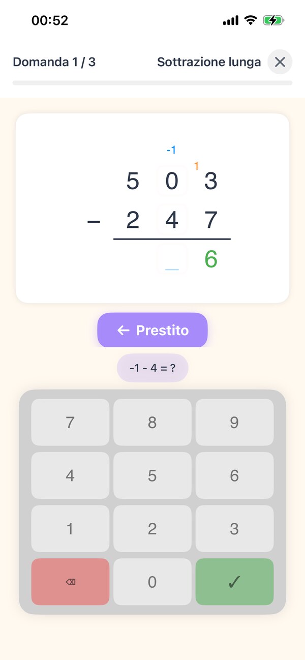 Sottrazione passo dopo passo